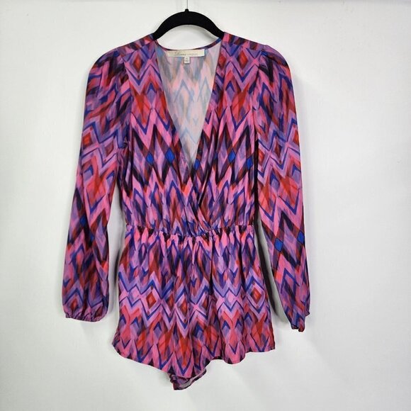 Lovers Friends REVOLVE Womens XS Monday to Friday Romper Fuscia Zig Zag Colorful - Picture 5 of 14